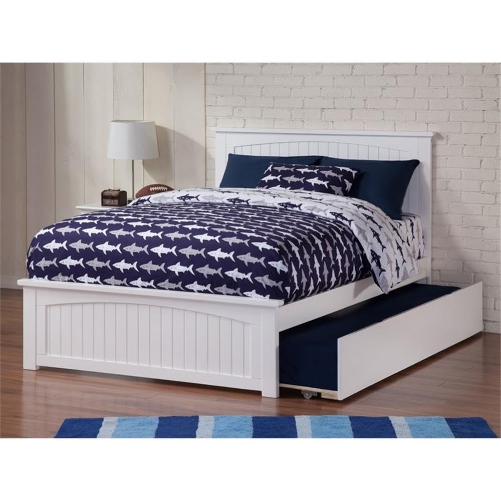 AFI Nantucket Full Size Platform Bed with Matching Footboard & Full Trundle in White