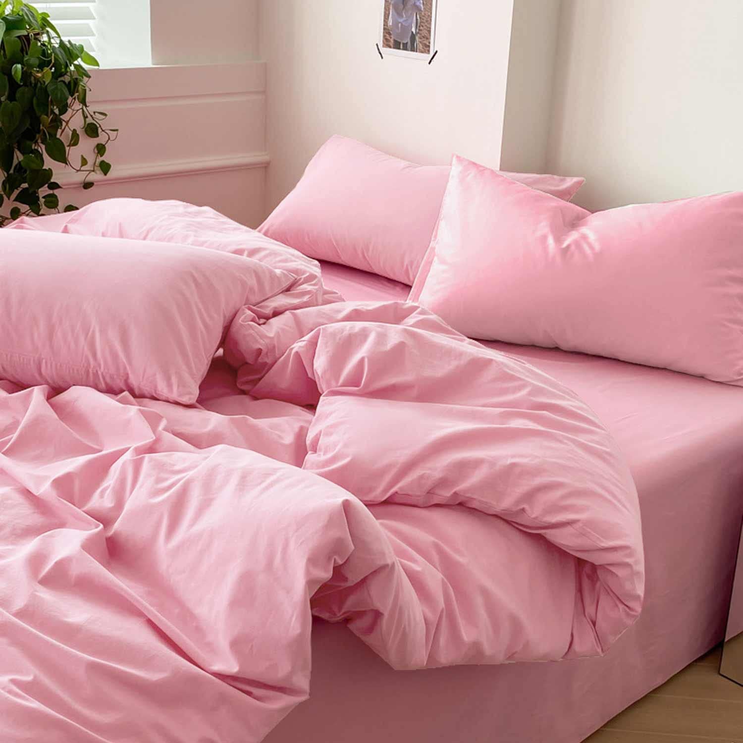Etdiffe Pink Full Size Comforter, 3 Piece Aesthetic Modern Bedding Set - Soft & Lightweight All Season Microfiber Down Alternati