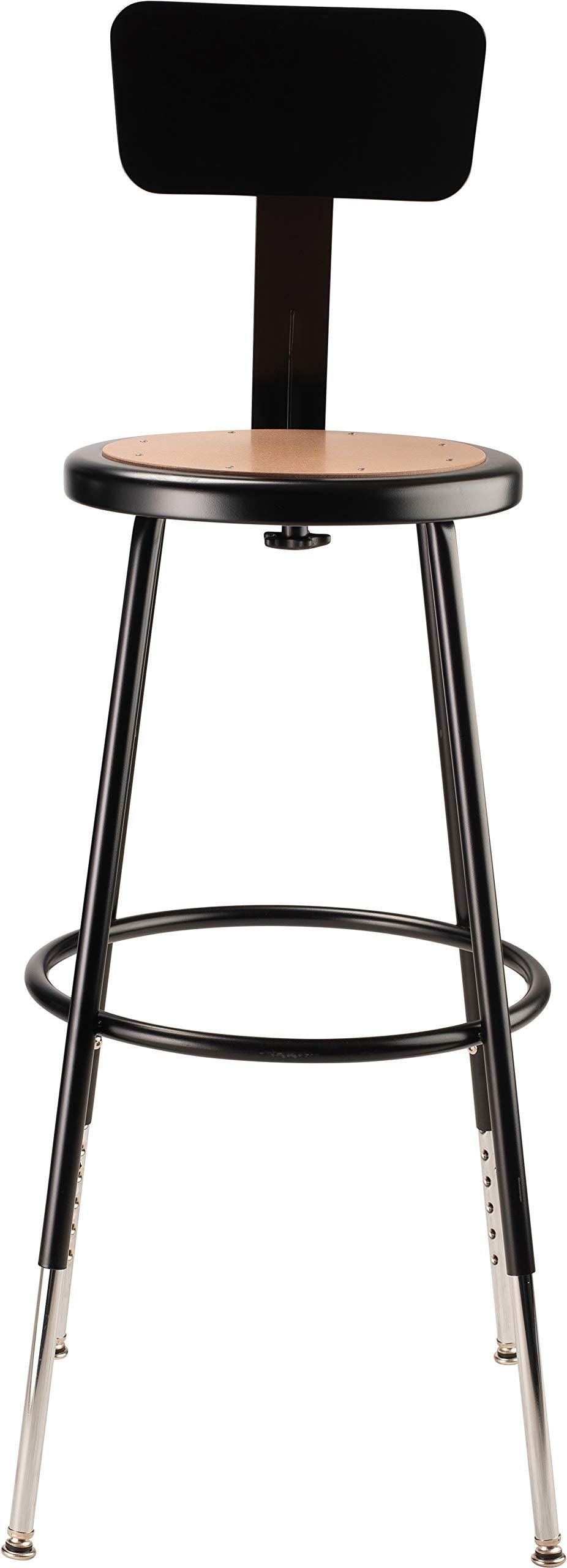 National Public Seating 24&quot; Adjustable Steel Stool With Backrest, Black (6224Hb-10)
