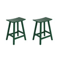 Costaelm All-Weather Bar Stools Set Of 2, 24' Height Outdoor Bar Stools, Adirondack Poly Patio Bar Stool For Patio, Deck, Kitchen Counter And Garden, Dark Green