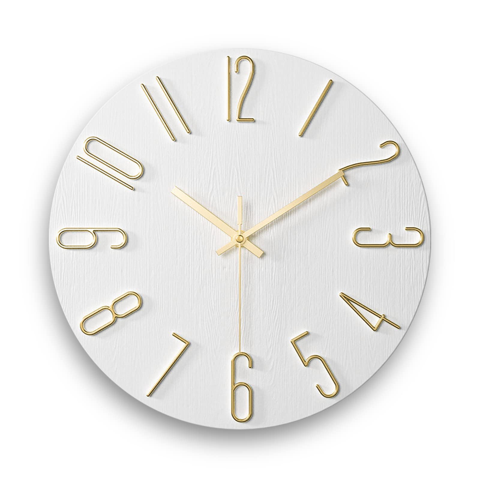 fapugh 12 Inch Wall Clock Silent Non Ticking, Preciser Modern Style Decor Clock for Home, Office, School, Kitchen, Bedroom, Livi