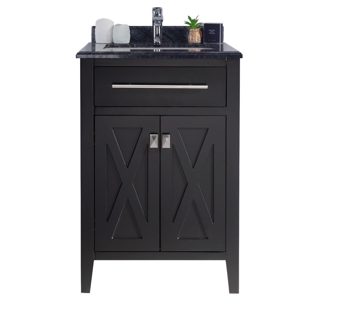 Laviva Wimbledon - 24 - Espresso Cabinet Black Wood Marble Countertop