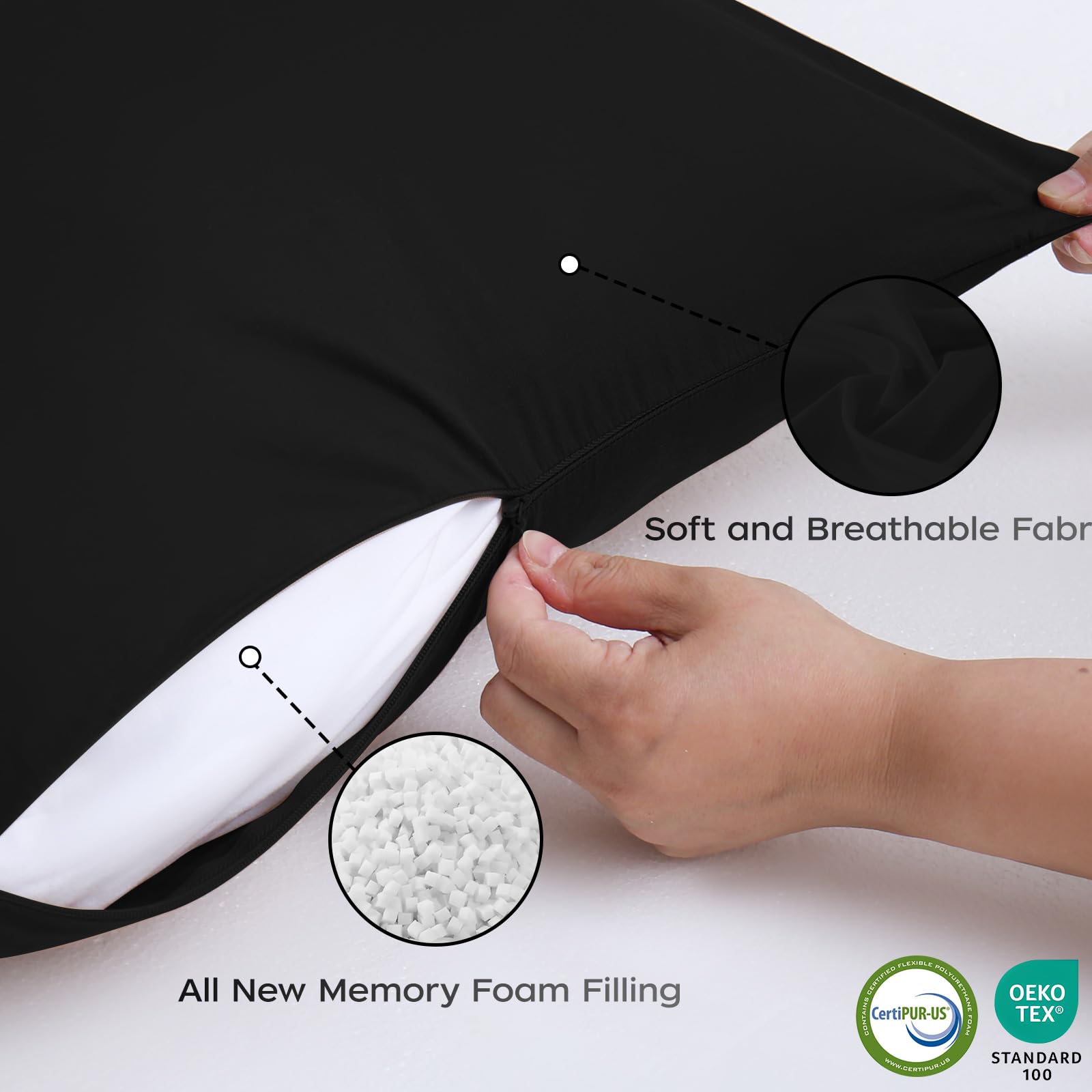 Downstoria Memory Foam Body Pillow With Removable 100% Cotton Cover, Fluffy Full Body Pillows For Adults, Large Long Bed Pillow