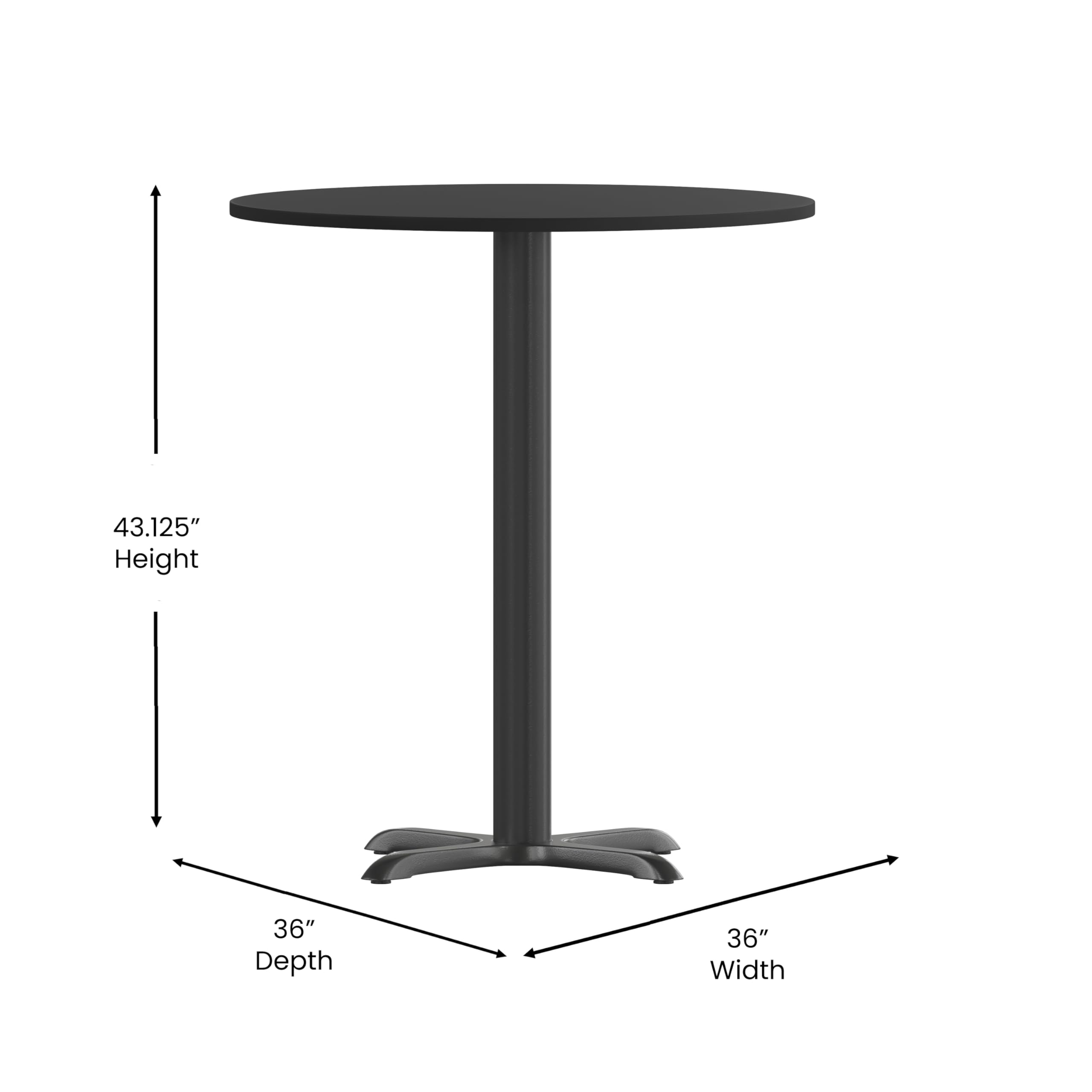 Flash Furniture 36'' Round Black Laminate Table Top with 30'' x 30'' Bar Height Table Base