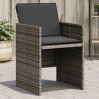 vidaXL Patio Chairs with Cushions – Outdoor Garden Furniture Set 4 Pcs Gray Poly Rattan, Foldable Flap Backrest, Powder-Coated Steel Frame, Removable Covers