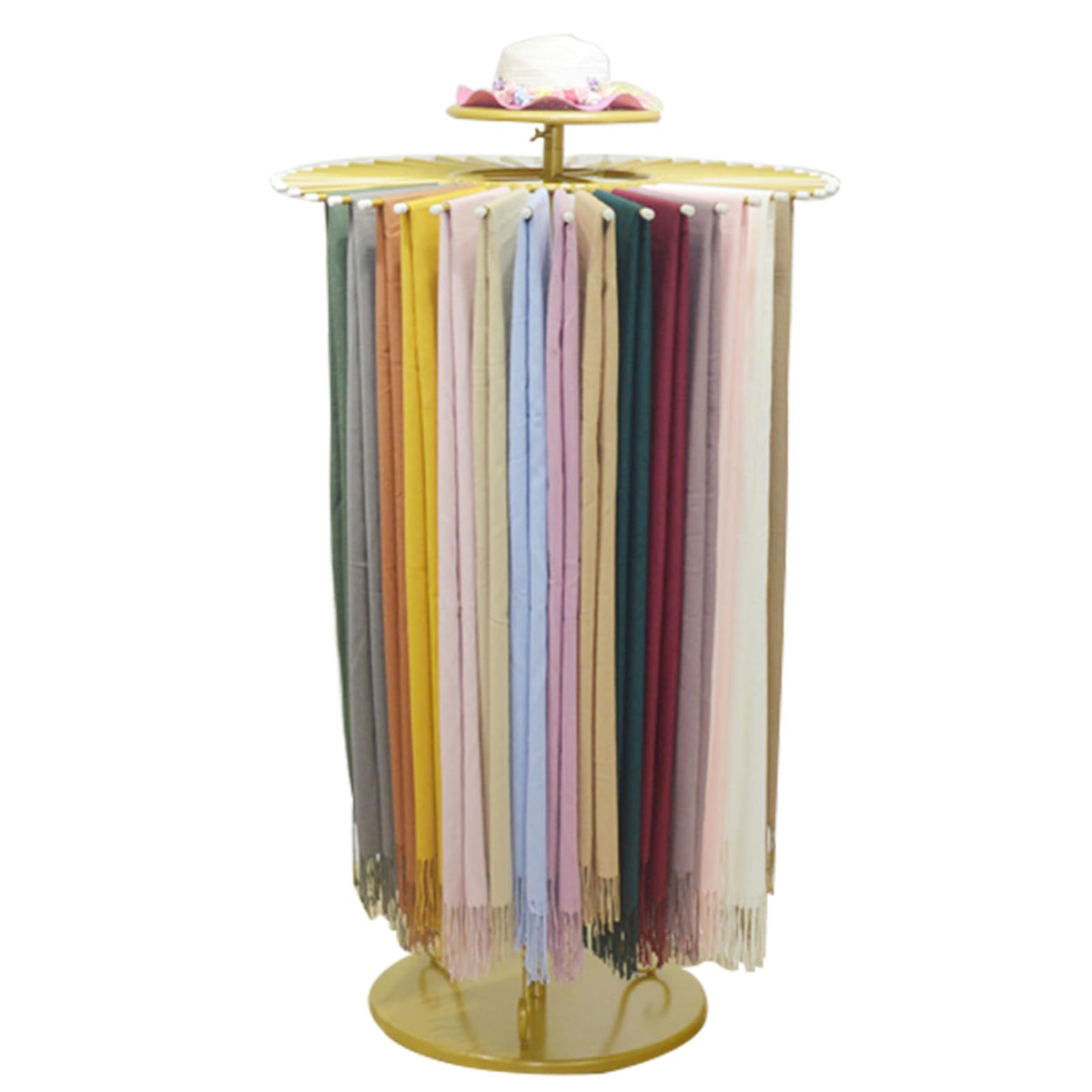 Freestanding 360 Metal Scarf Display Rack for Boutique Store Home Storage