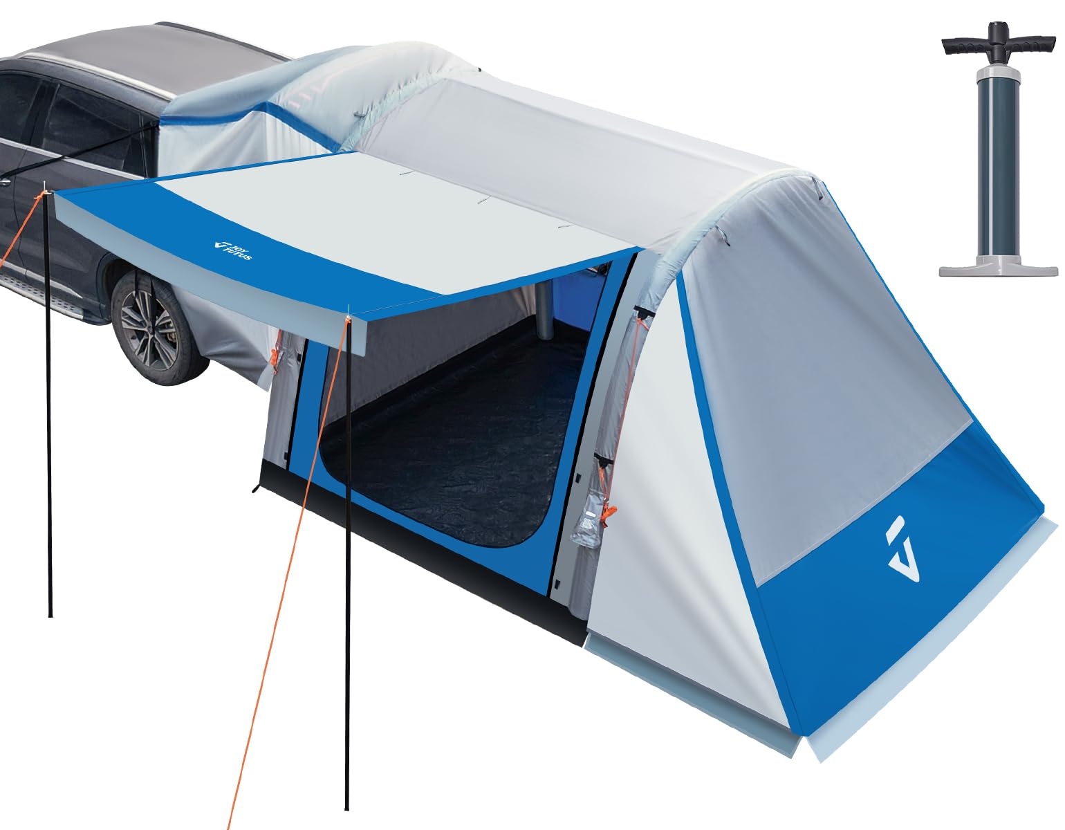 JOYTUTUS SUV Tent with Inflatable Pump, 30% More Space, Easy Set-up Car Tent for 6 Person Family Camping, Dual-Use SUV or Campin
