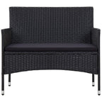 vidaXL PE Rattan Patio Lounge Set with Cushions - 4-Piece Modern and Comfortable Outdoor Seating in Black