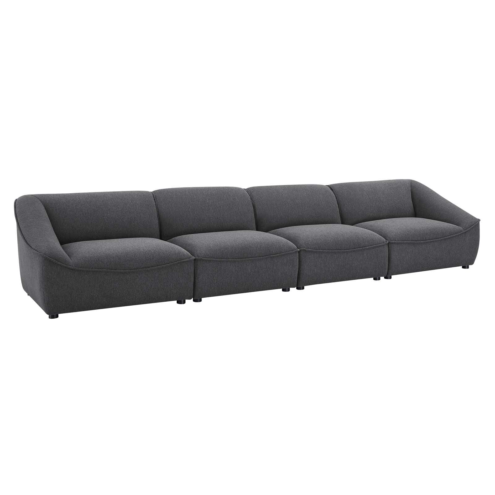 Modway Comprise Fabric Upholstered Sectional, 4-Piece Sofa, Charcoal