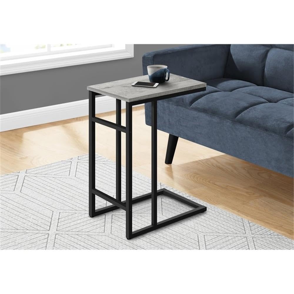 Monarch Specialties 2171 Accent Table, C-Shaped, End, Side, Snack, Living Room, Bedroom, Metal, Laminate, Grey, Black, Contemporary, Modern Table-24, 18&Quot; L X 11.75&Quot; W X 24&Quot; H