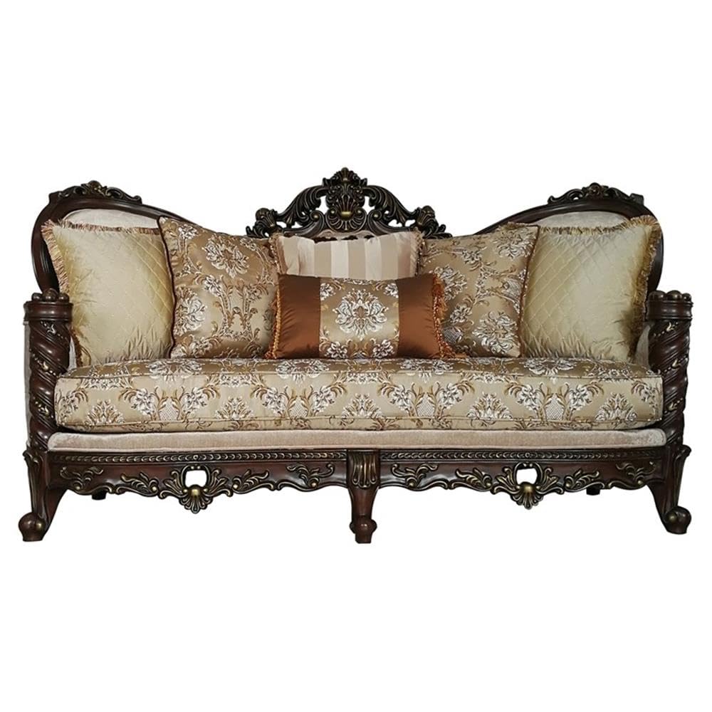 Acme Devayne Traditional European Sofa with Queen Anne Legs in Dark Walnut