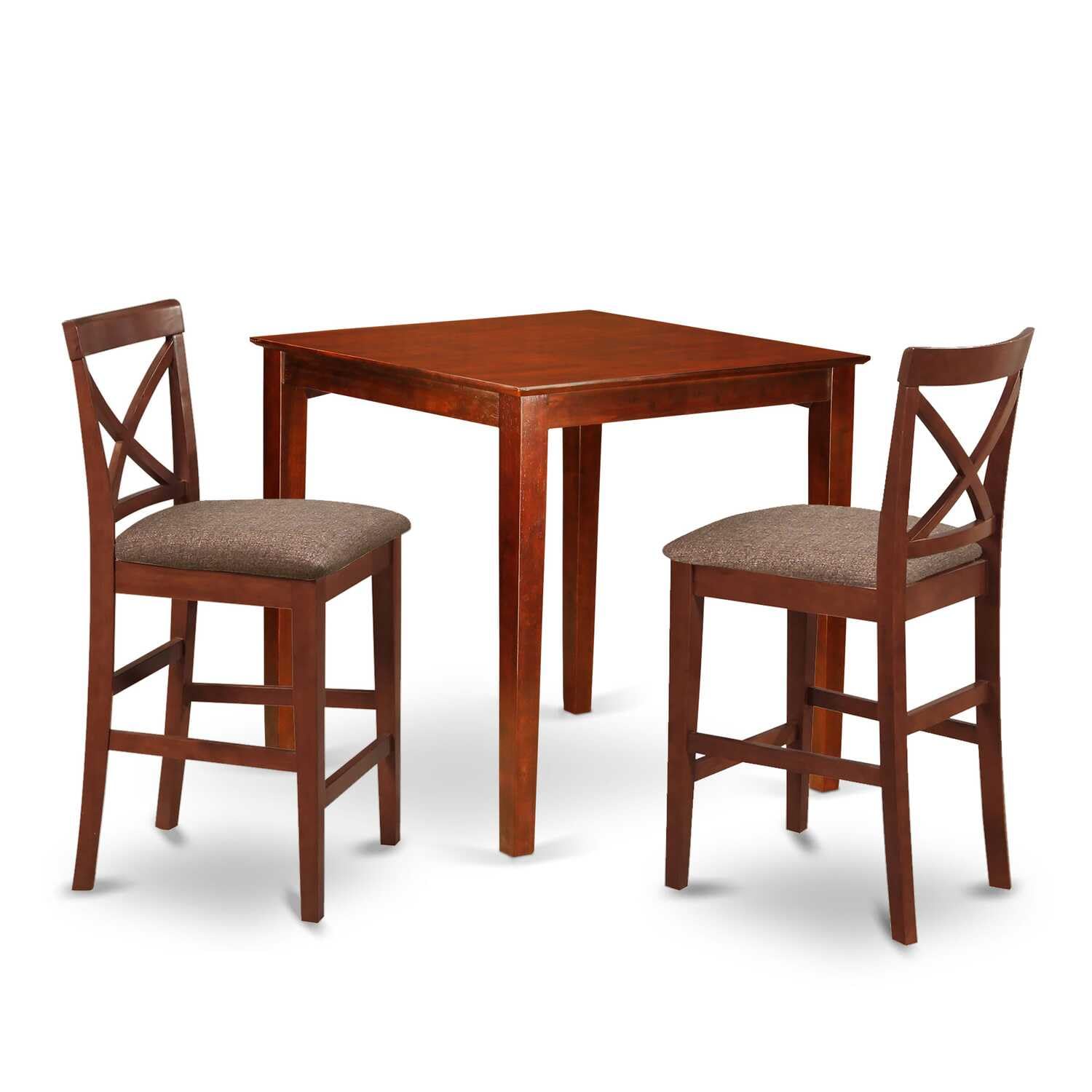 East West Furniture Pubs3-Brn-C 3 Pc Counter Height Dining Set-Pub Table And 2 Stools