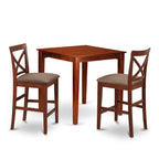 East West Furniture Pubs3-Brn-C 3 Pc Counter Height Dining Set-Pub Table And 2 Stools