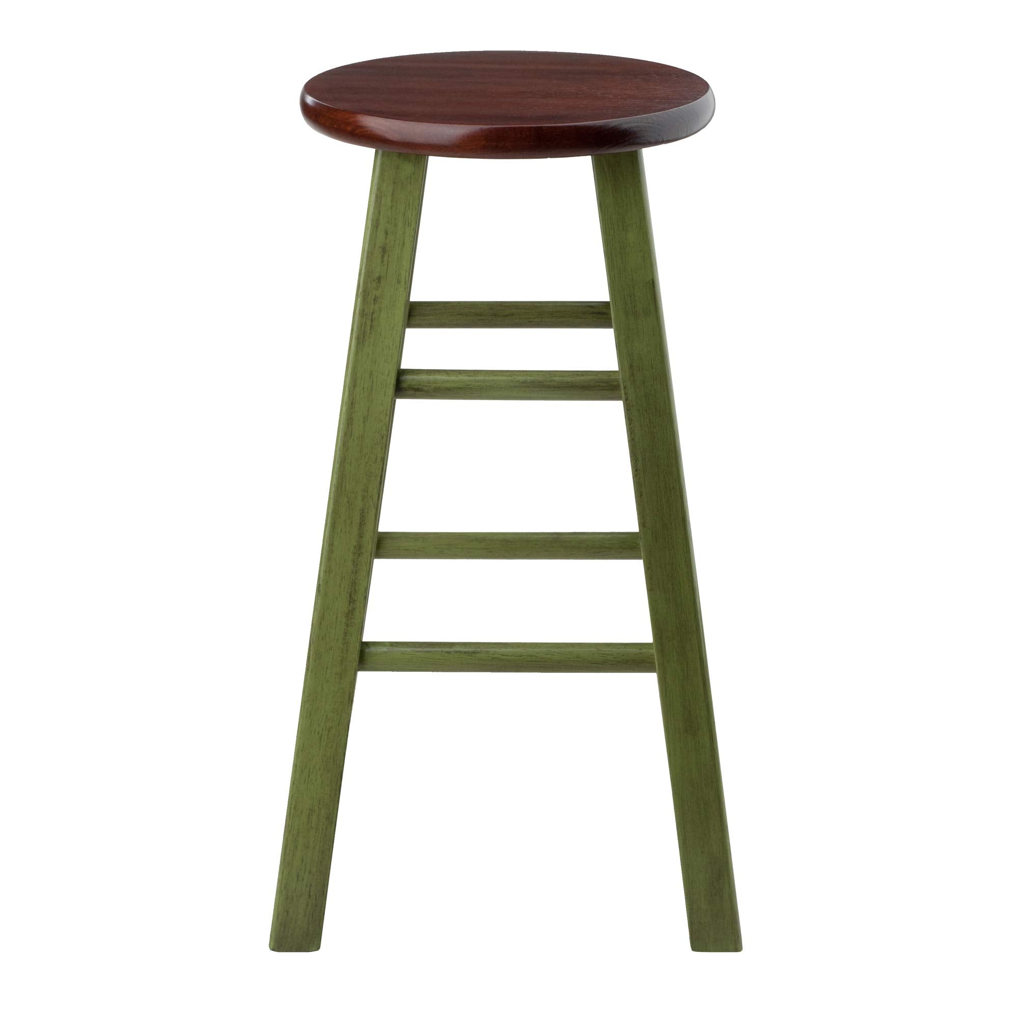 Winsome Wood Ivy Model Name Stool Rustic Green/Walnut 13.4X13.4X24.2
