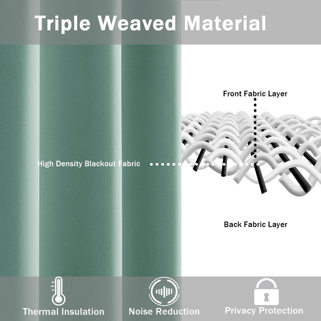 Jiuzhen Light Sage Blackout Curtains With Tiebacks Thermal Insulated, Light Blocking And Noise Reducing Grommet Curtains For And Living Room, Set Of 2 Window Curtain Panels, 70 X 63 Inch Length