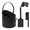 Poofzy Ash Bucket for Fireplace, 2.6 Gallon Metal Fireplace Ash Bucket for Wood Stove, Includes Shovel, Broom and Gloves Indoor 