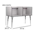 Flash Furniture Study Carrel - Nebula Grey Finish with Top Shelf - Double Wide - Height Adjustable Legs - Wire Management Grommet