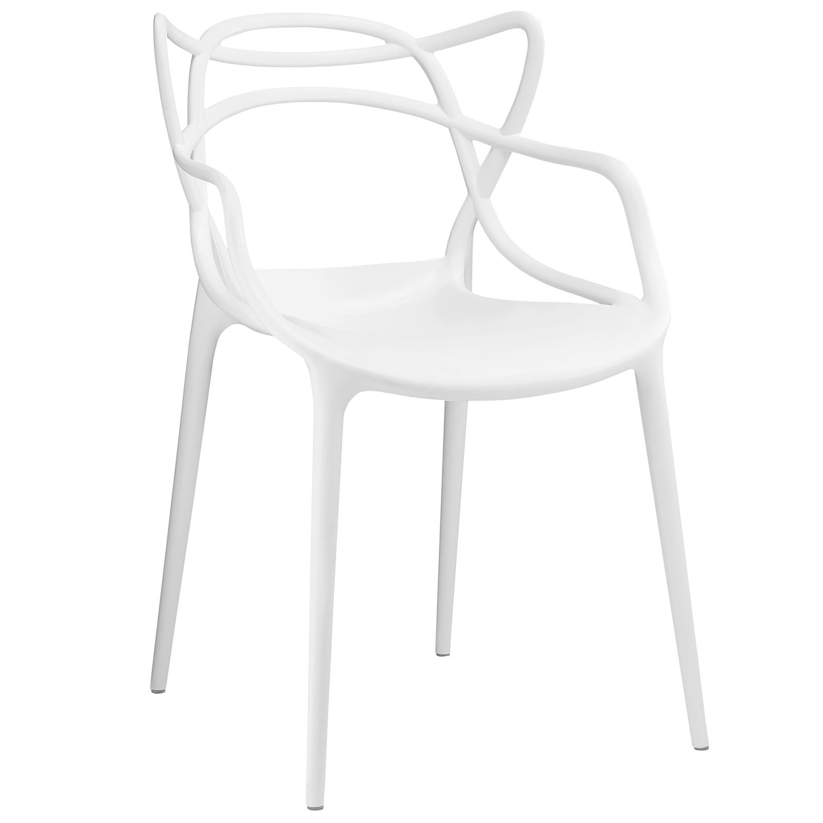 Modway Entangled Modern Molded Plastic Kitchen and Dining Room Arm Chair in White - Fully Assembled