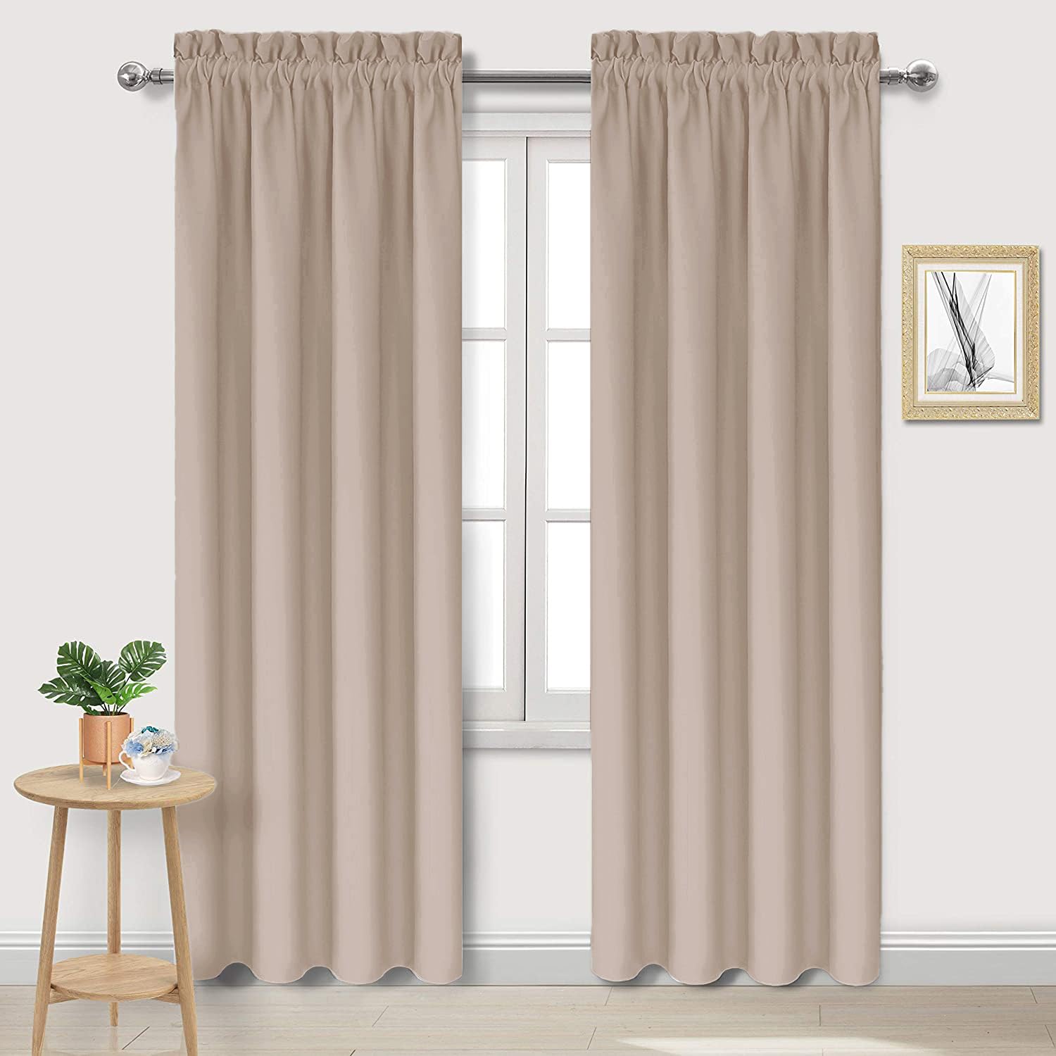 Dwcn Blackout Curtains For Living Room Thermal Insulated, Energy Saving & Noise Reducing Bedroom Curtains, Camel, W 42X L 84 Inc