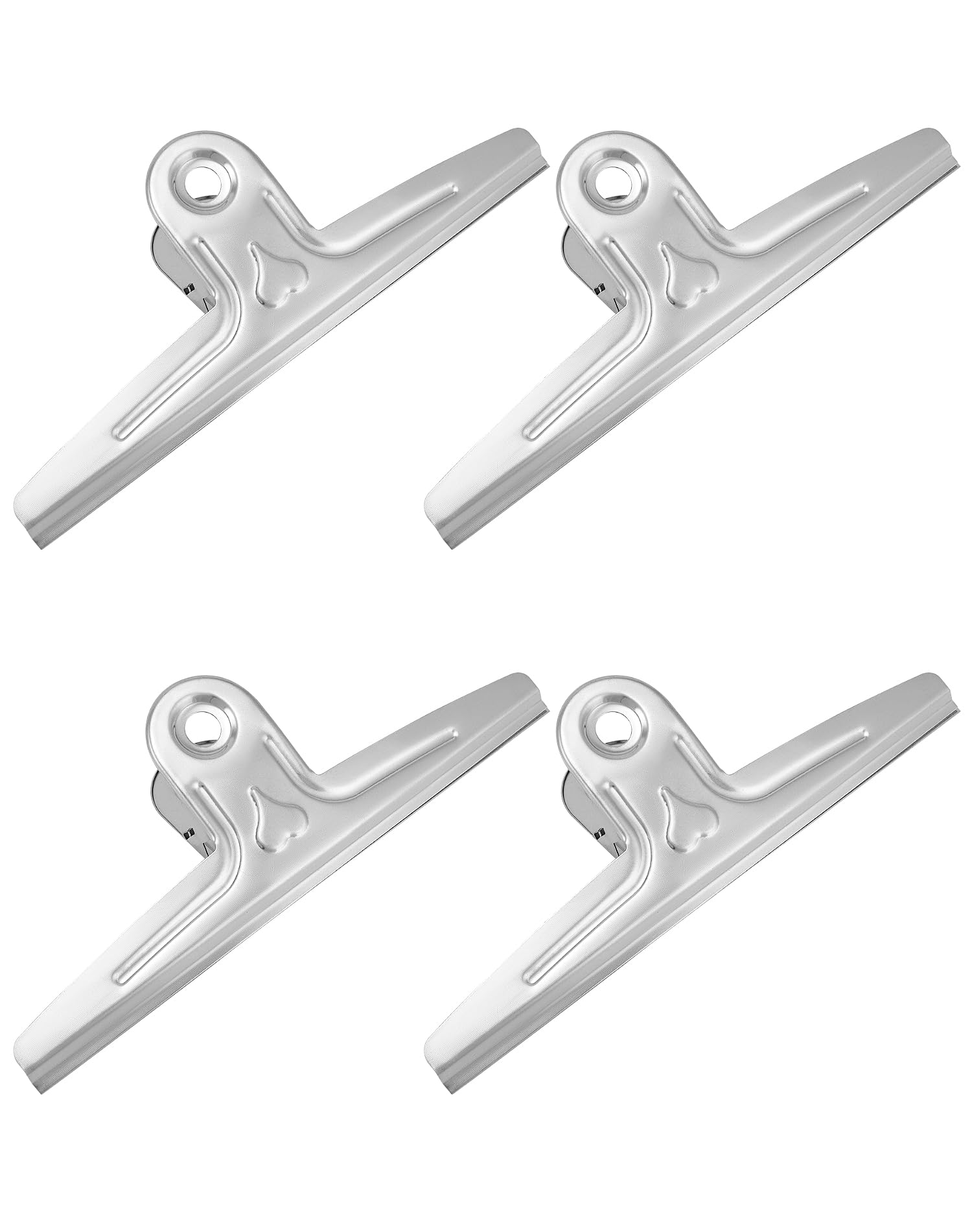 Qwork Stainless Steel Extra Large Bull Clips, 4 Pcs 12' Paper Clamps Holder, Heavy Duty Metal File Binder Clip