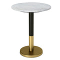 SIMPLIHOME Evans 16-inch Wide End Table in White Genuine Marble and Black/Gold Iron, Modern Round Accent Table for Living Room, 