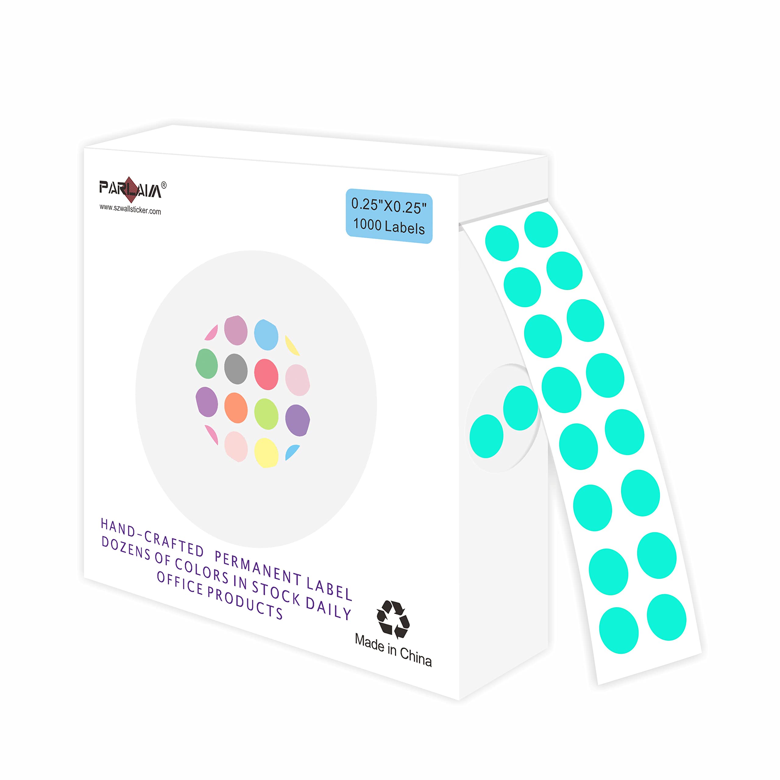 Parlaim 0.25 Inch Color-Code Dot Stickers,1000 Stickers Roll Coding Label Sticker For Office,Student Classroom Aqua