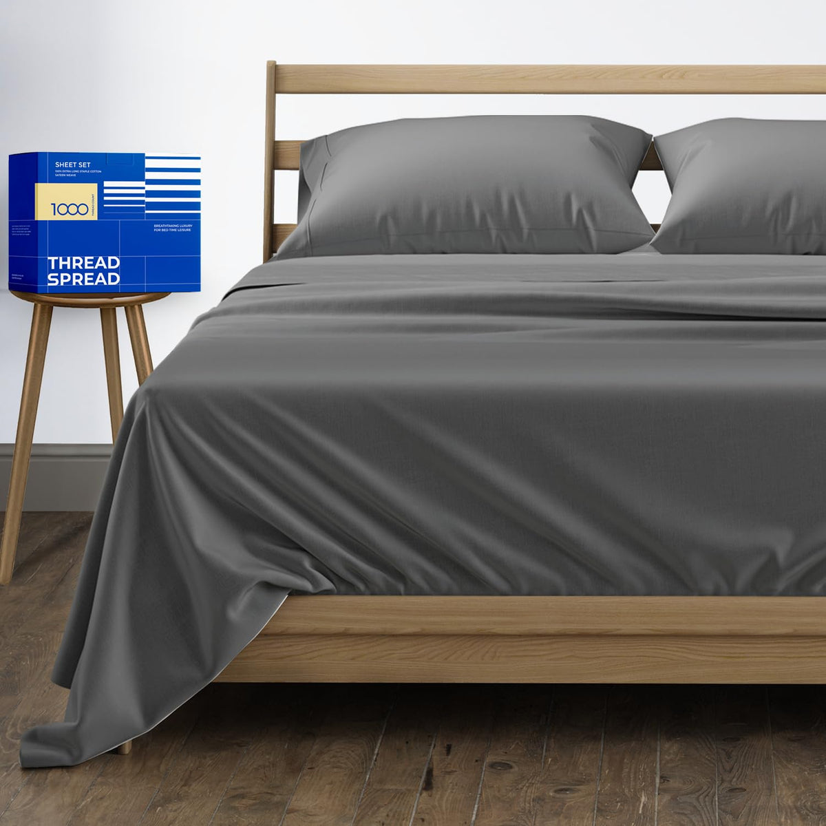 Thread Spread 100% Pure Egyptian Cotton Sheets King Size - 1000 High Thread Count Sheets King, 4 Pc Luxury Hotel King Size Sheet