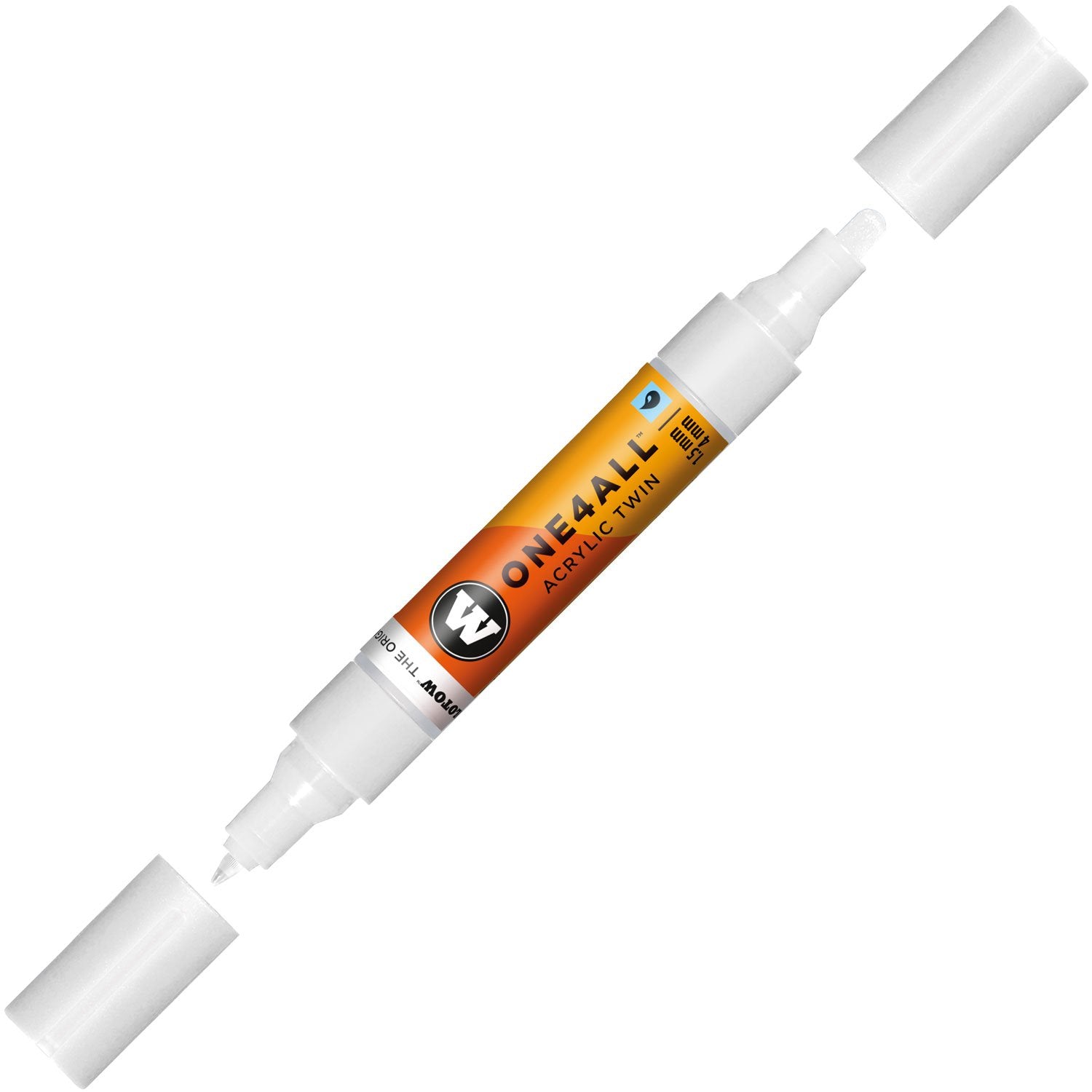 Molotow One4All Acrylic Twin Pump Marker, 1.5Mm And 4Mm Nibs, Signal White, 1 Each (227.411)