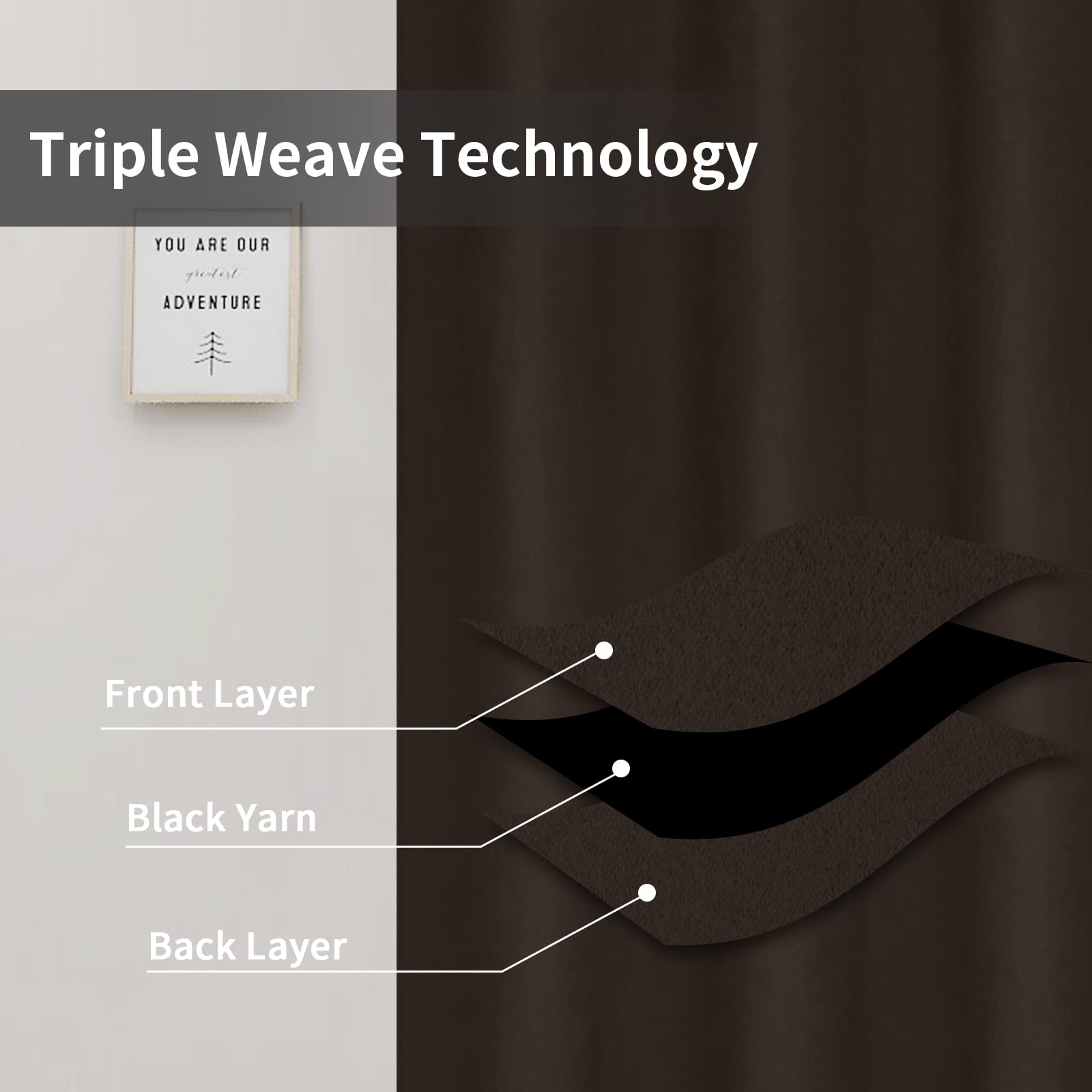 Easy-Going Blackout Curtains For Bedroom, Solid Thermal Insulated Grommet And Noise Reduction Window Drapes, Room Darkening Curtains For Living Room, 2 Panels(46X84 In, Dark Brown)