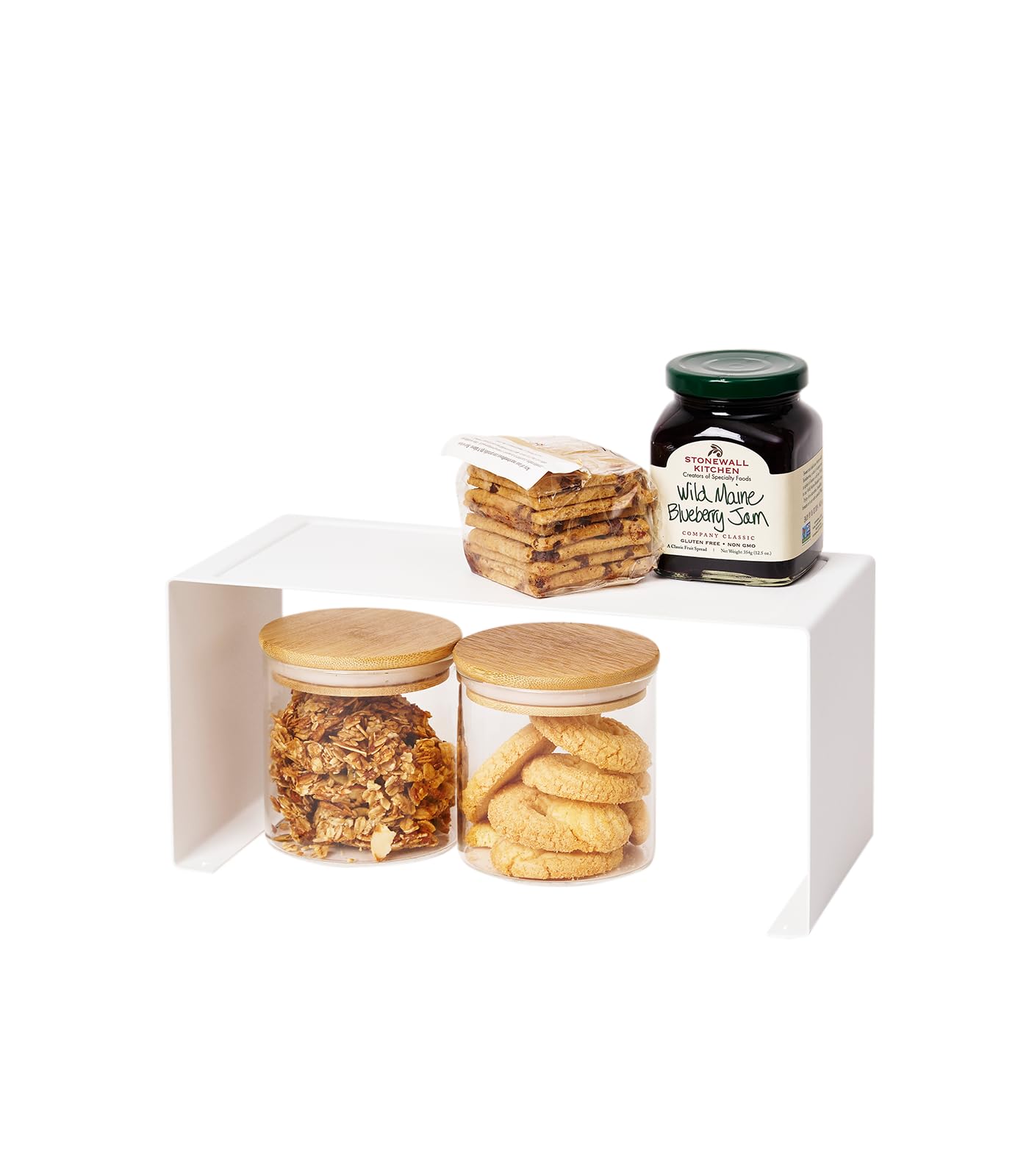 Yamazaki Home Tower Stackable Alloy Steel Kitchen Rack - Storage Organizer Counter Shelf White Small