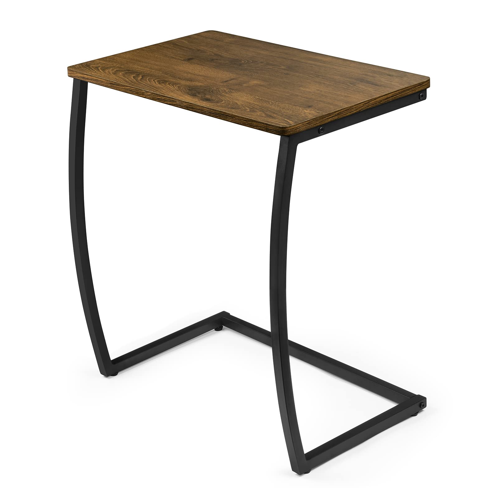 Sriwatana Side Table, End Table, Vintage C-Shaped Couch Table For Sofa Laptop Coffee Snack, Walnut