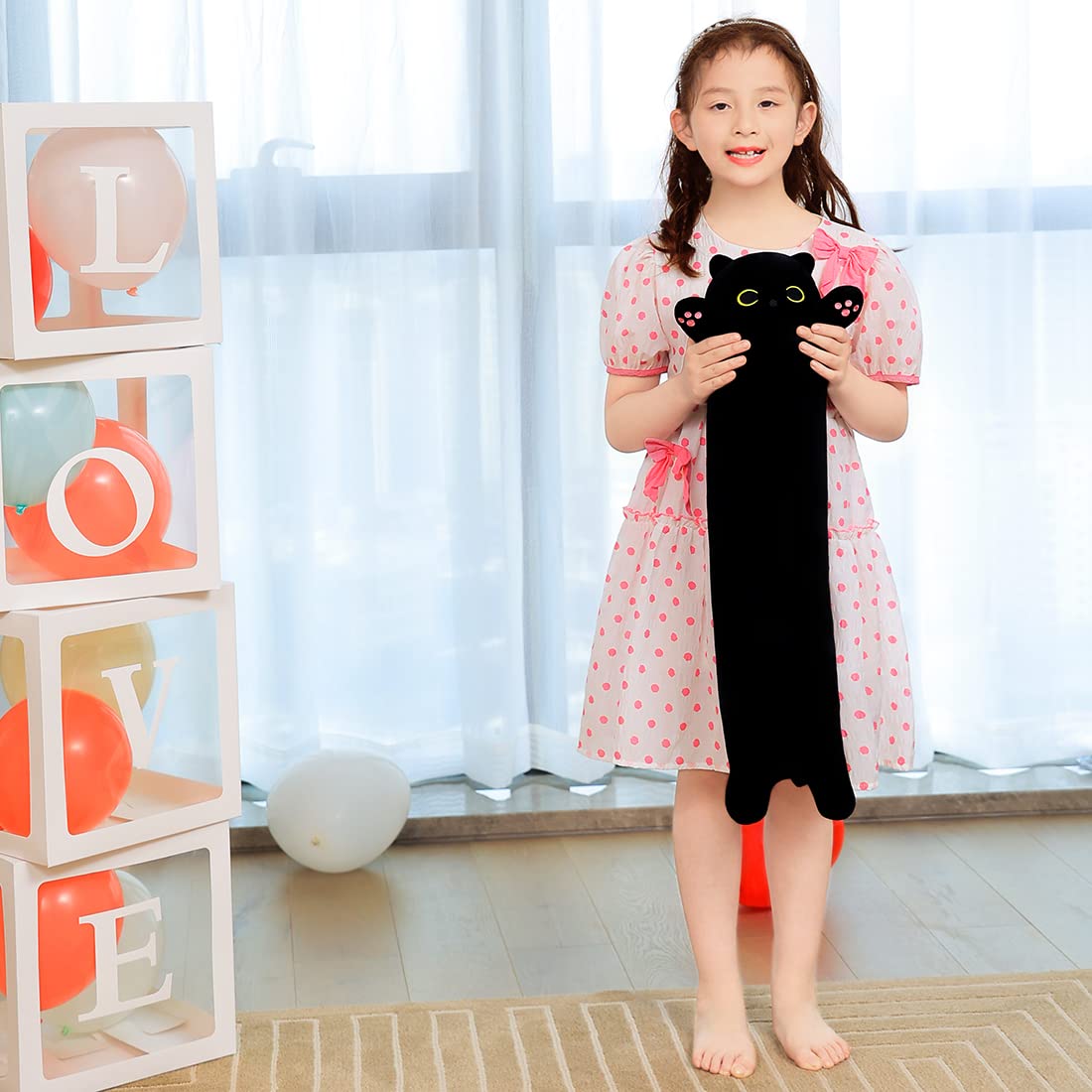 Miaohaha Long Plush Black Cat Toy Kids Plush Toy Pillow Hugging Pillow Cute Plush Cat Stuffed Animal Toy Gift For Kids(Black, 50