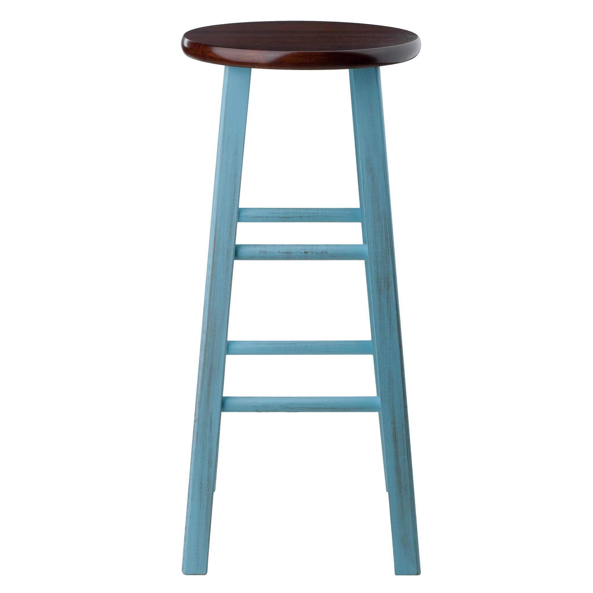 Winsome Wood Ivy Bar Stool, Rustic Light Blue And Walnut, 29&quot;