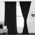 Jiuzhen Black Velvet Curtains For Living Room -84 Inches Long Rod Pocket Thermal Insualted Room Darkening Window Drapes For Bedr