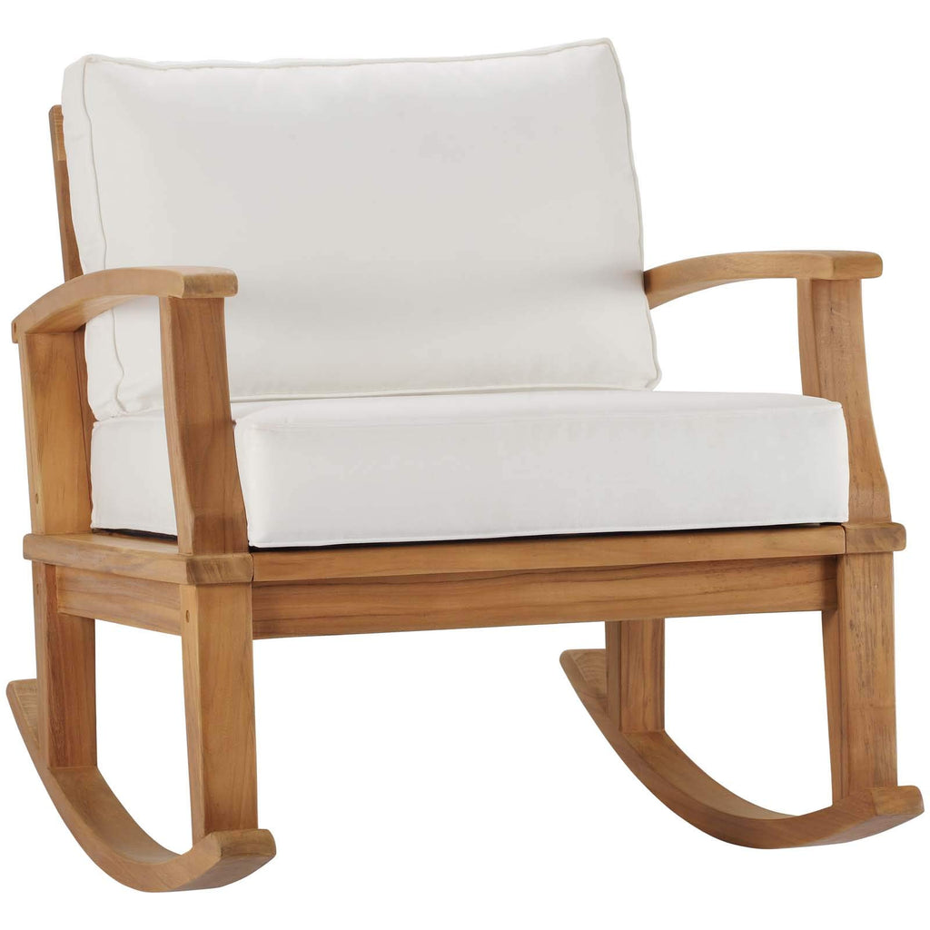 Modway Eei-4177-Nat-Whi Marina Patio Teak Rocking Chair, Natural White