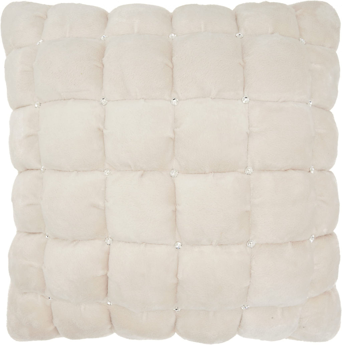 HomeRoots 20' Ivory with Bling Quilted Velvet Throw Pillow