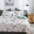 Floral Duvet Cover Queen 100% Soft Cotton 3 Pieces Queen Botanical Bedding Set Reversible Floral Themed Blossom Fresh Plant Duve