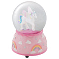 Elanze Designs Unicorn Rainbows on Pink Wind Up Musical 80MM Sturdy Glitter Water Snow Globe Tabletop Dresser Nightstand Figurin
