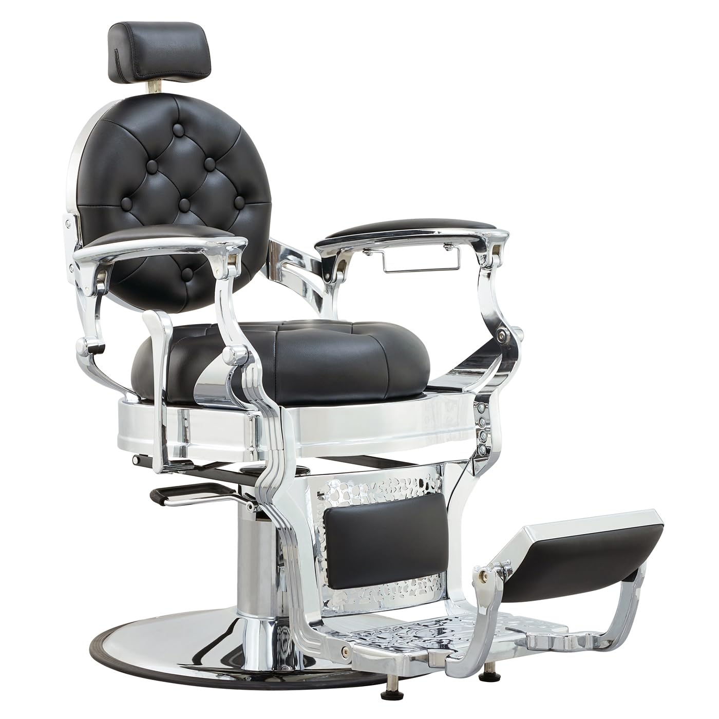 Barber Chair Hair Salon Chair,Heavy Duty 700 LBS, for Hair Stylist Barber Beauty Tattoo Massage(Black Silver)