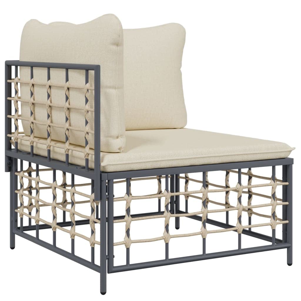 vidaXL 6 Piece Patio Lounge Set - Weather-Resistant Poly Rattan Garden Furniture with Cozy Cushions and Sturdy Tabletop in Anthracite Color