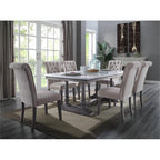 Acme Yabeina Linen Fabric Upholstery Side Chair in Beige and Gray Set of 2