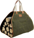 Canvas Log Carrier Bag,Waxed Durable Wood Tote,Fireplace Stove Accessories,Extra Large Firewood Holder with Handles for Camping 
