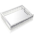 Wocred Mirror Jewelry Organizer fits Dresser Bedroom,Crushed Diamond Bathroom Tray with Handles,Perfume Tray,Decorative Serving 