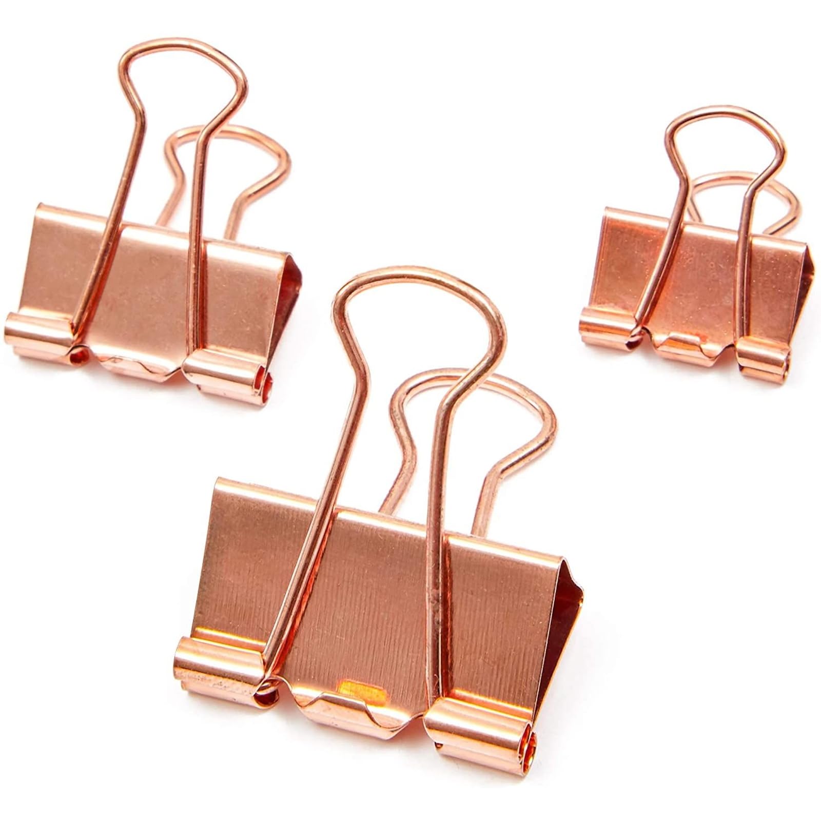 Bright Creations 150 Pack 3 Sizes Rose Gold Binder Clips Paper Clamps Assorted Size Small, Medium, Large File Clips For Office S