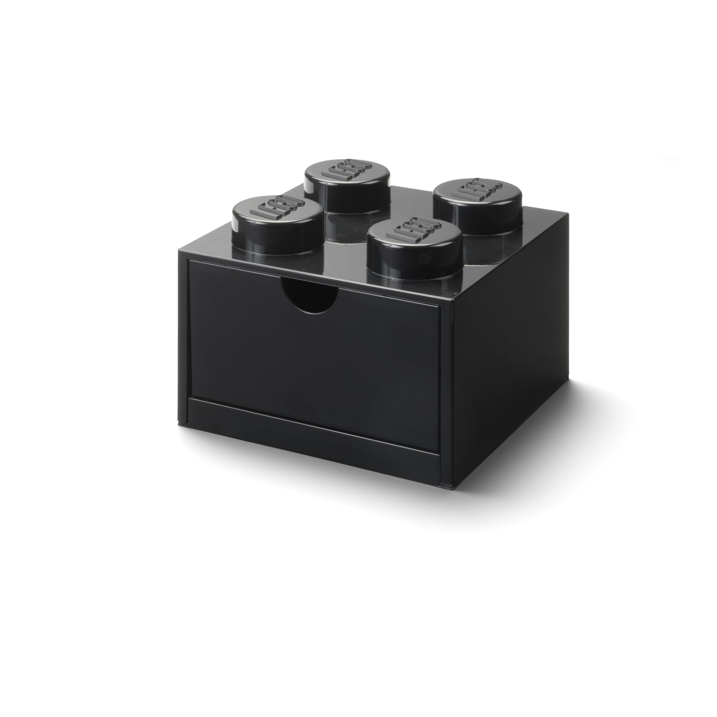 Room Copenhagen Lego Storage Brick 4 Desk Drawer, 4-Stud Stackable Tabletop Storage Box, 6.2 X 6.2 X 4.4 In, Black