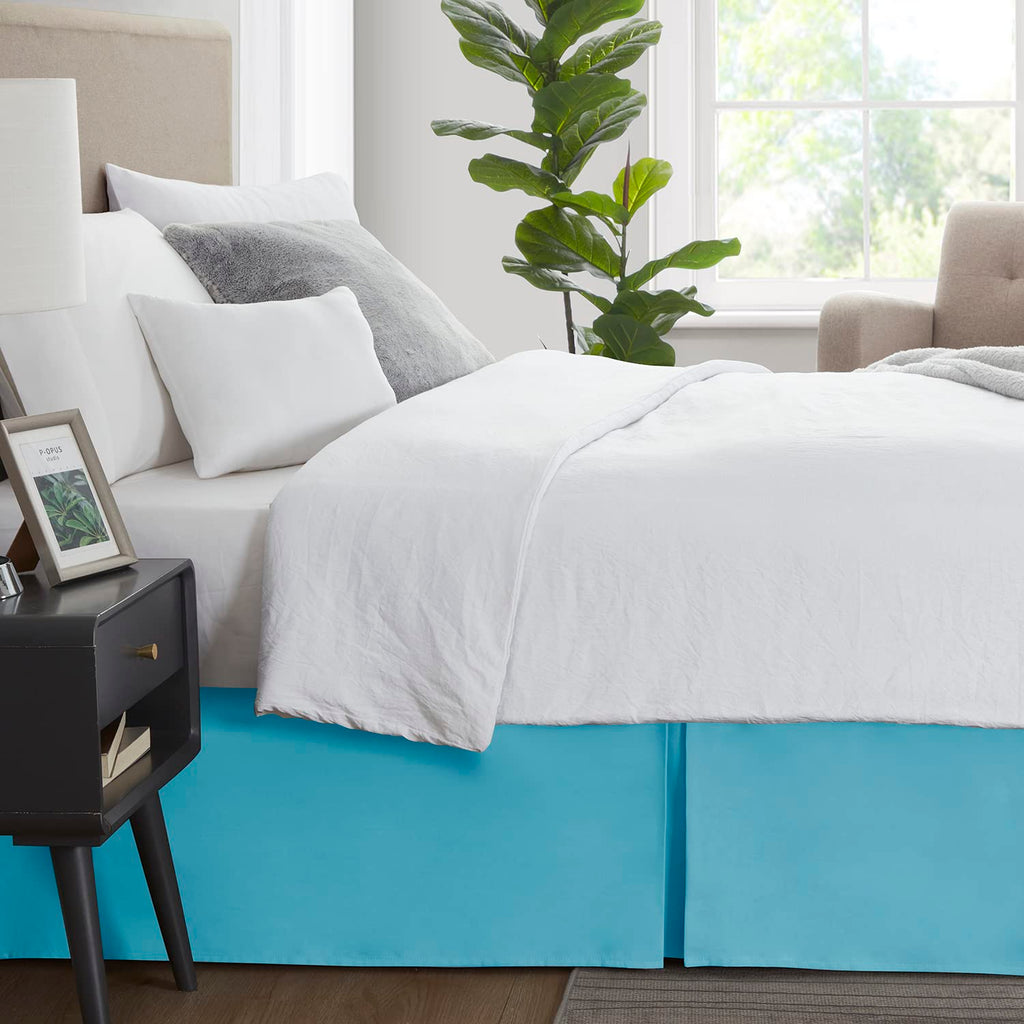 Nestl Beach Blue Bed Skirt King Size - King Bed Skirt 14 Inch Drop - Brushed Microfiber Bed Skirts - Hotel Quality Pleated Bed Skirt - Shrinkage & Fade Resistant