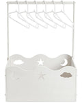 Suzile Wooden Baby Shower Crate Closet, Moon, Stars, Clouds, White
