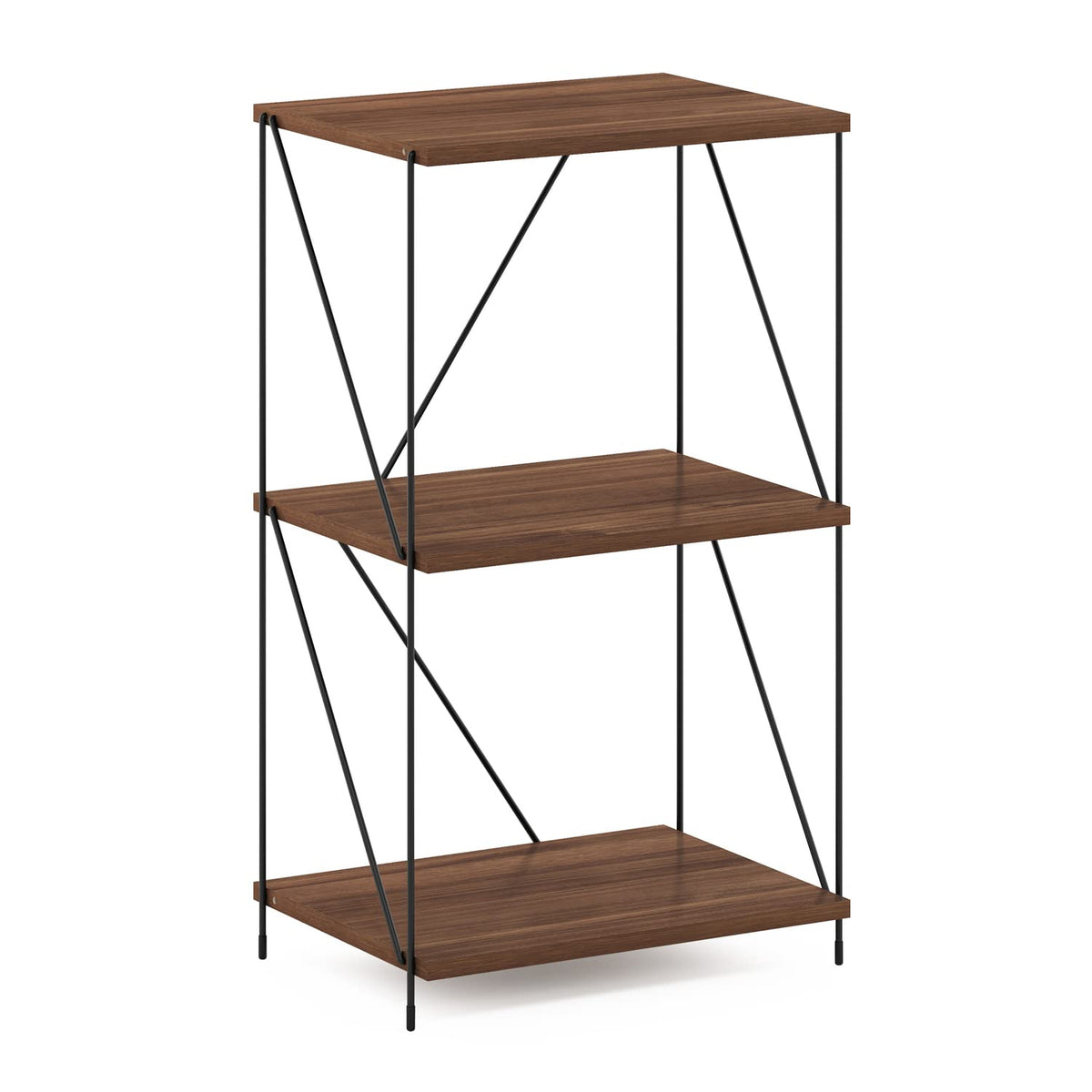 Furinno Besi 3-Tier Industrial Multipurpose Shelf Display Rack with Metal Frame, Walnut Cove