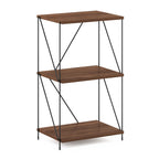 Furinno Besi 3-Tier Industrial Multipurpose Shelf Display Rack with Metal Frame, Walnut Cove