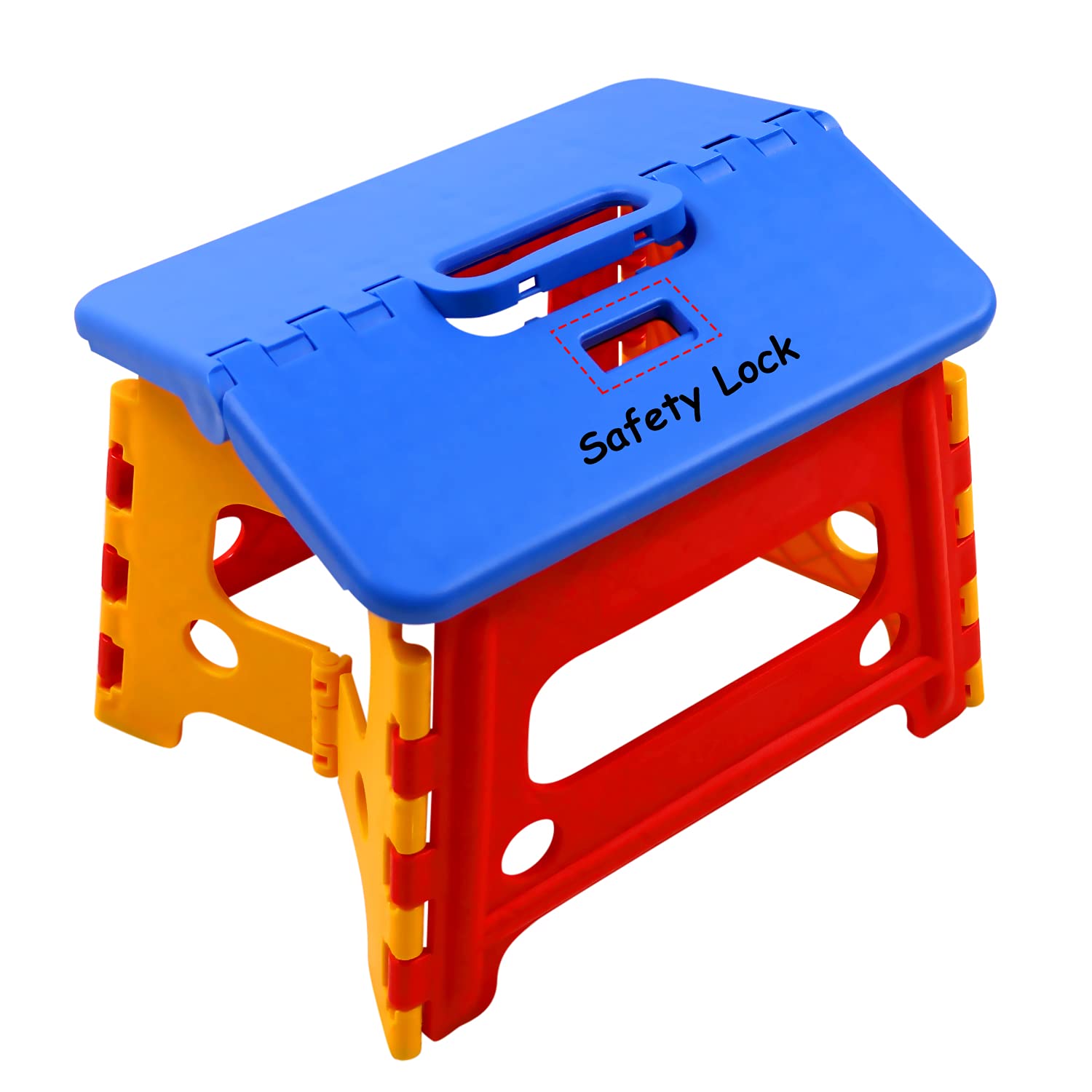 Kids Folding Step Stool for Toddlers Bathroom Sink - Safety Lock to Stable(1 Pack = Red+Blue)